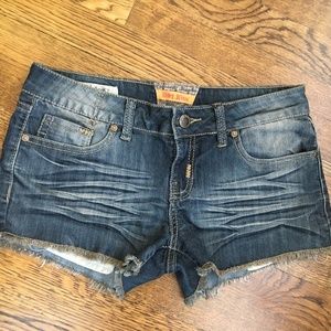 Hot Kiss Cut Off Jean Short Shorts with Tan Fringe